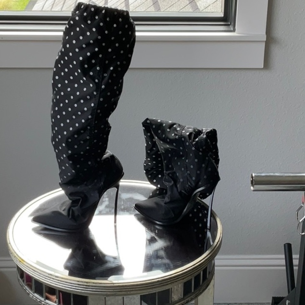 Casadei Black and White Polka Dot Boot